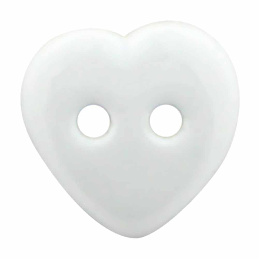 ELAN bouton fantaisie à 2 trous - blanc - 12mm (1⁄2″) - cœur