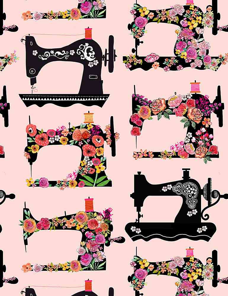 Floral sewing machines de Timeless Treasure