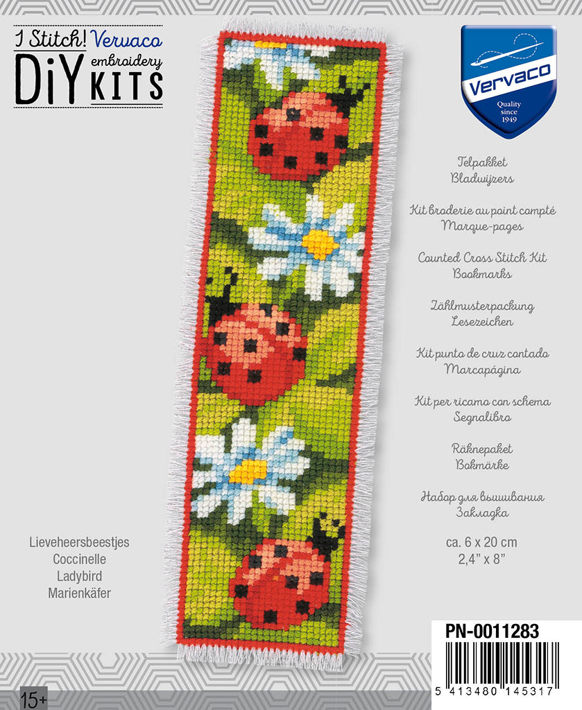 Kit broderie marque page coccinelle Vervaco