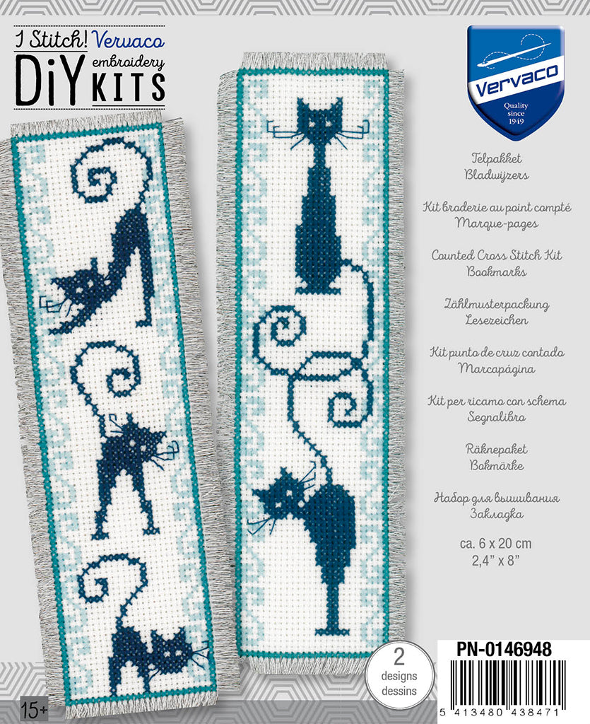 Kit broderie marque page chats Vervaco