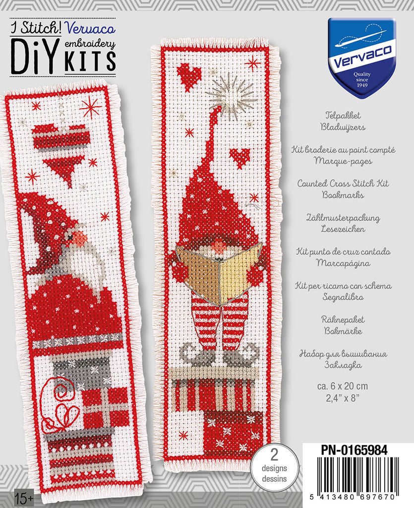 Kit broderie marque page christmas gnomes Vervaco